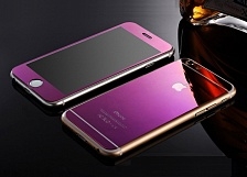 Защитное стекло "SC" цветное зеркальное [комплект] для Apple Iphone 6/4,7 (цвет=фиолетовый).
