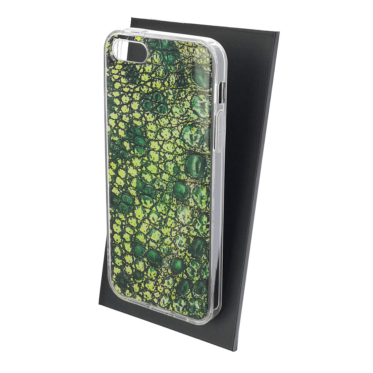 Чехол накладка для APPLE iPhone 5, iPhone 5G, iPhone 5S, iPhone SE, силикон, глянцевый, рисунок Зеленая кожа ящерицы