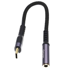 Аудио кабель, переходник QAYAN QAC163 USB Type C (папа) на AUX (Jack 3.5 мм) (мама), длина 15 см, цвет черный