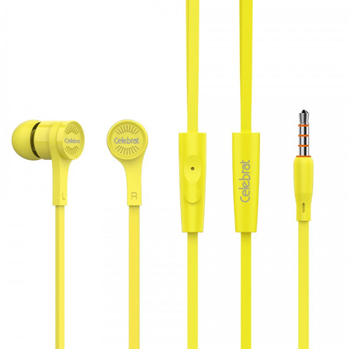 Гарнитура (наушники с микрофоном) проводная, Celebrat SKY-1, цвет желтый