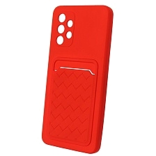 Чехол накладка CARD CASE для SAMSUNG Galaxy A32 4G (SM-A325F), силикон, отдел для карт, цвет красный