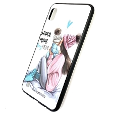 Чехол накладка для SAMSUNG Galaxy A10 (SM-A105), силикон, рисунок super MOM boy MOM.