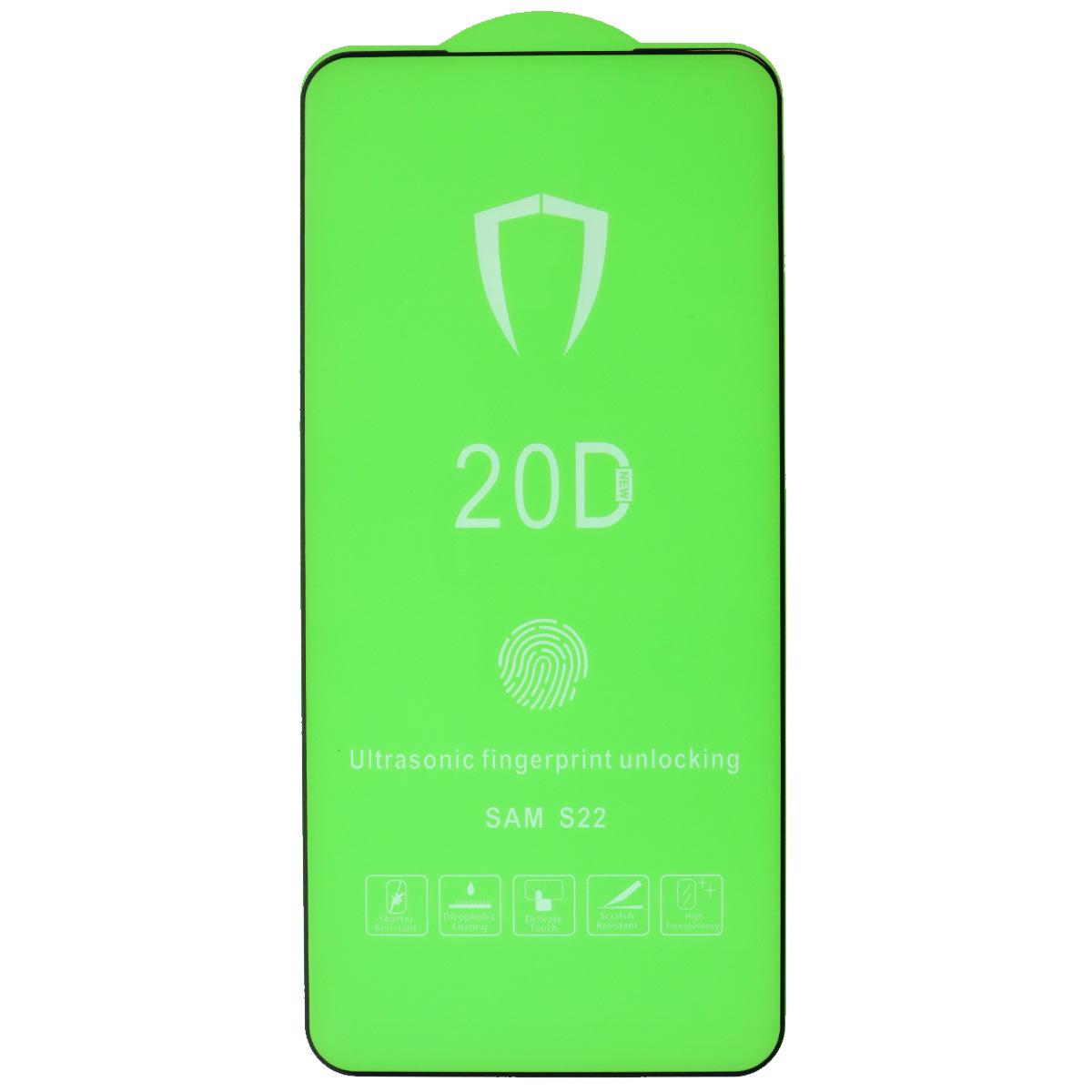 Защитное стекло 20D для SAMSUNG Galaxy S22, цвет окантовки черный