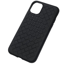 Чехол накладка для APPLE iPhone 11, силикон, плетение, цвет черный