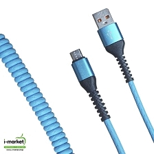 USB Дата-кабель R22 Micro USB, витой, силикон, длина 1 метр, 2A, цвет синий