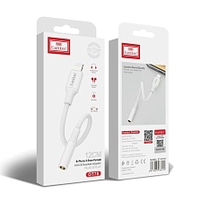 Аудио кабель, переходник EARLDOM OT78 с Lightning 8 pin (папа) на AUX Jack 3.5 мм (мама), работает без Bluetooth, длина 12 см, цвет белый