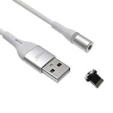 Магнитный зарядный кабель MRM 360i, длина 1 метр, с магнитной насадкой APPLE Lightning 8 pin, цвет белый