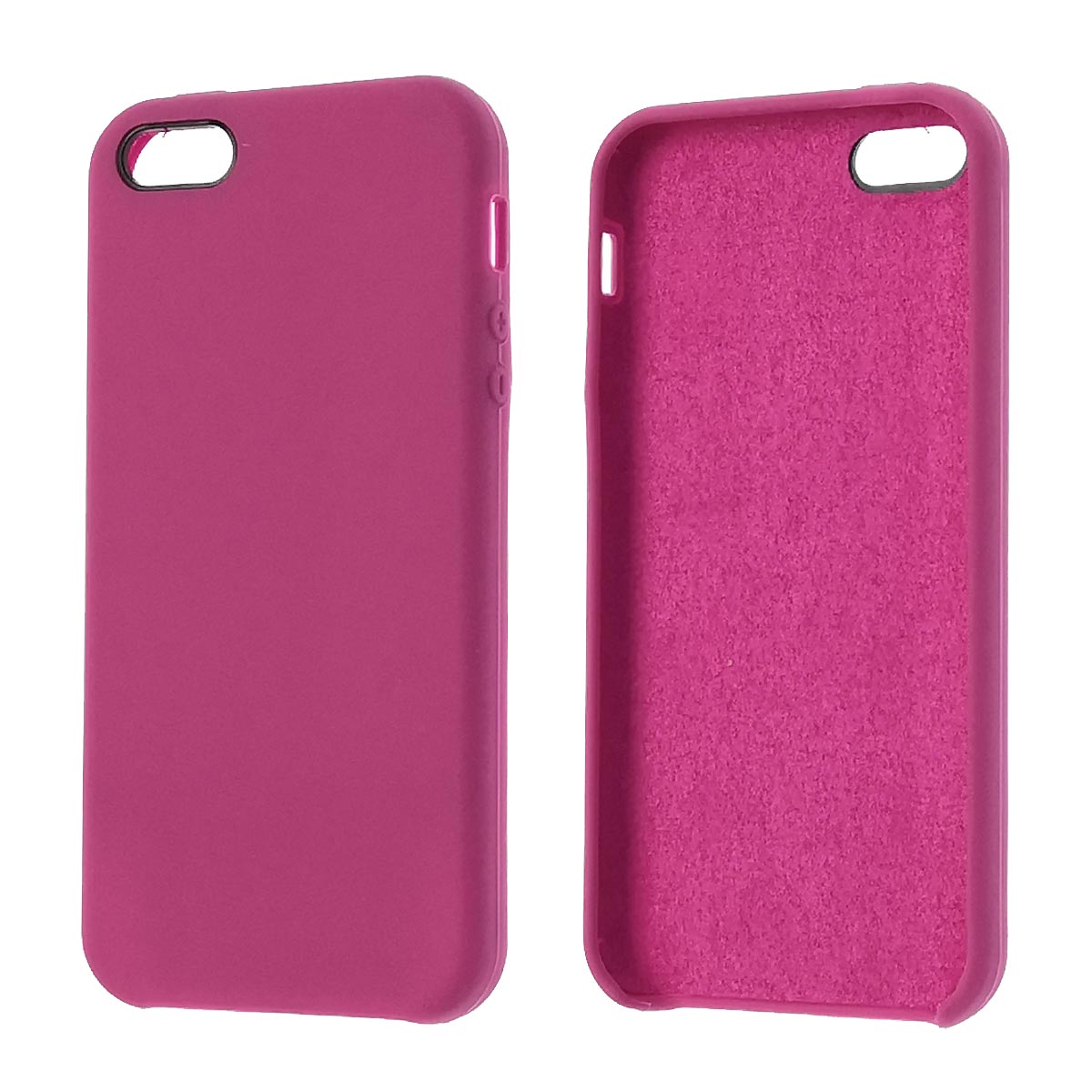 Чехол накладка Silicon Case для APPLE iPhone 5, 5G, 5S, SE, силикон, бархат, цвет малиновый