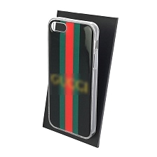 Чехол накладка для APPLE iPhone 5, iPhone 5G, iPhone 5S, iPhone SE, силикон, глянцевый, рисунок Три цвета Гуччи