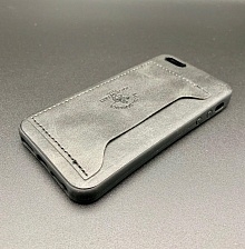 Чехол накладка Santa Barbara для APPLE iPhone 5, 5S, SE, силикон, под кожу с кармашком, цвет черный.