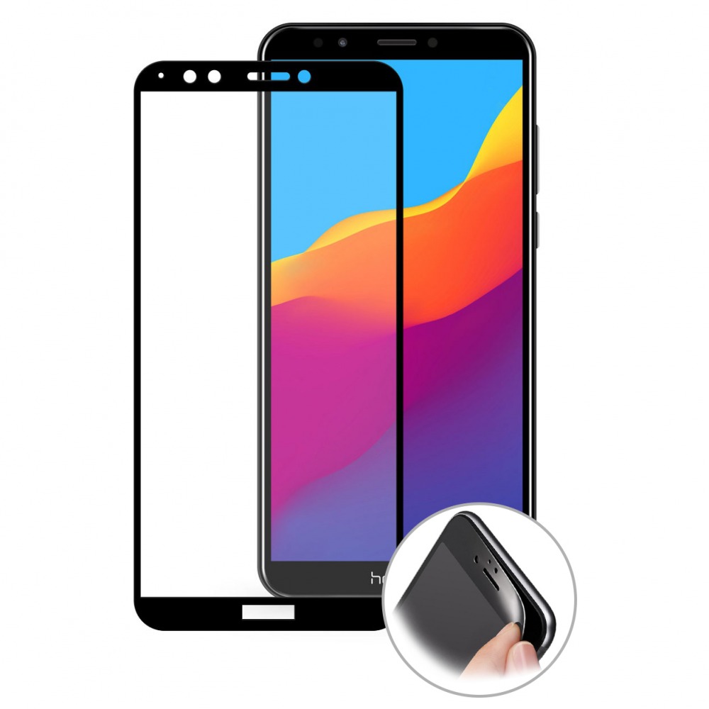 Стекло защитное "4D/5D" для Huawei Honor 7C PRO, цвет черный.