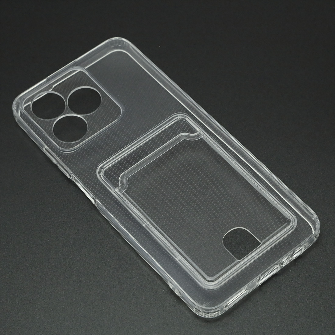 Чехол накладка CARD CASE для Realme C51, Realme C53, Realme Note 50, силикон, защита камеры, отдел для карт, цвет прозрачный