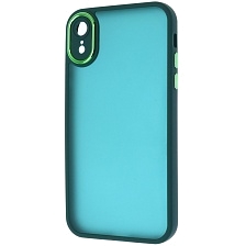 Чехол накладка KING для APPLE iPhone XR, силикон, пластик, защита камеры, цвет окантовки темно зеленый