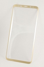 Защитное стекло 3D для SAMSUNG Galaxy S8 (SM-G950) ударопрочное прозрачное кант золото.
