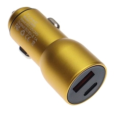 АЗУ (Автомобильное зарядное устройство) C805, 1 USB Type C, 1 USB A, цвет золотистый