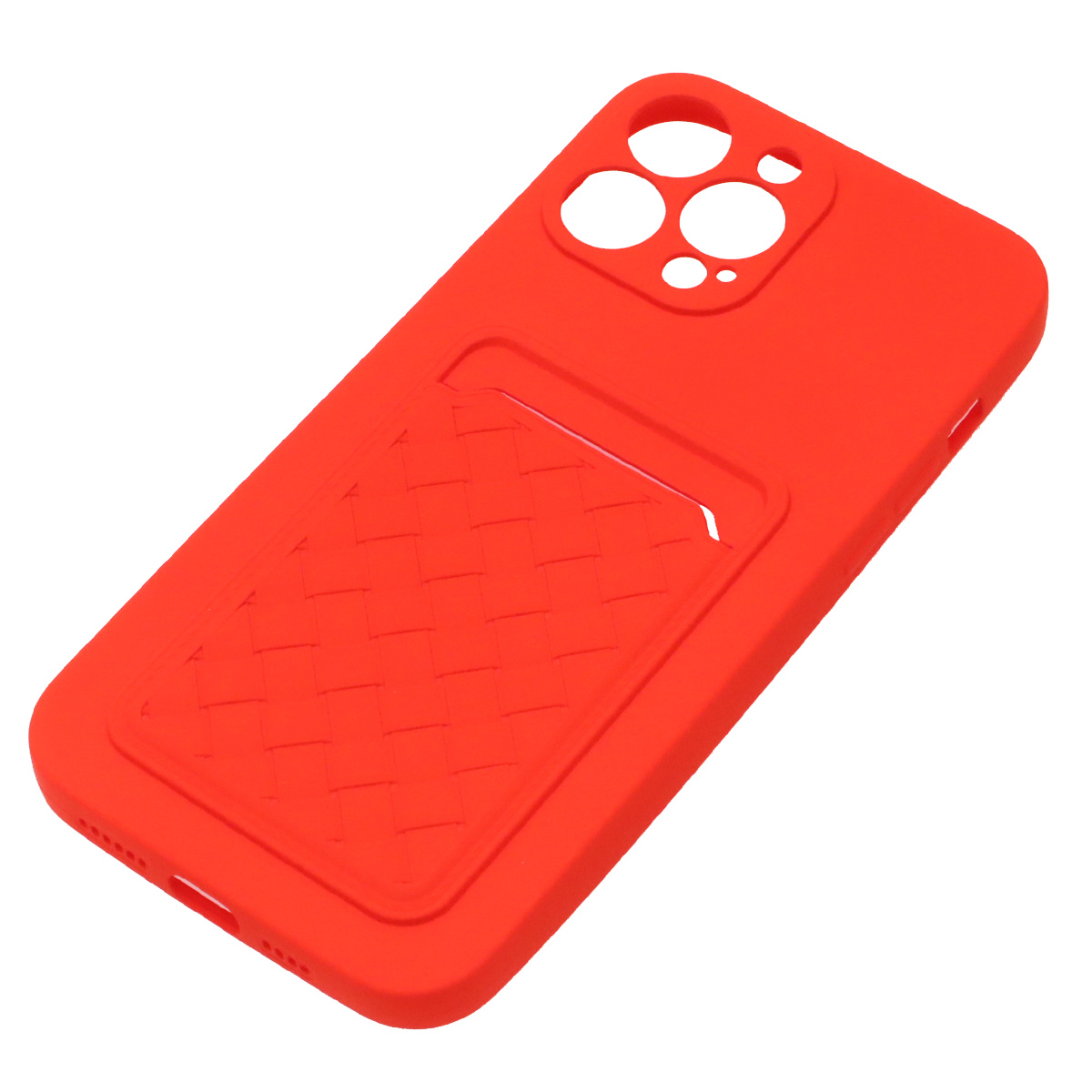 Чехол накладка CARD CASE для APPLE iPhone 13 Pro Max (6.7"), силикон, отдел для карт, цвет красный