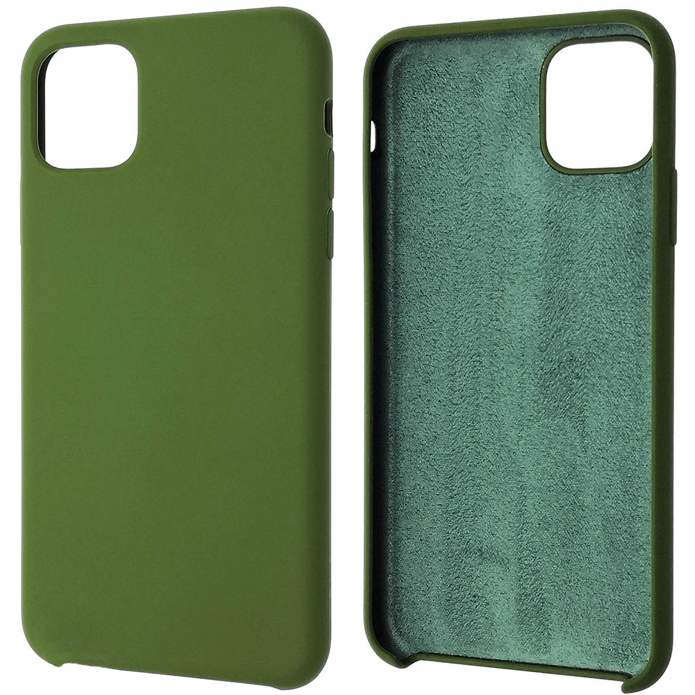 Чехол накладка Silicon Case для APPLE iPhone 11 Pro MAX 2019, силикон, бархат, цвет болотный