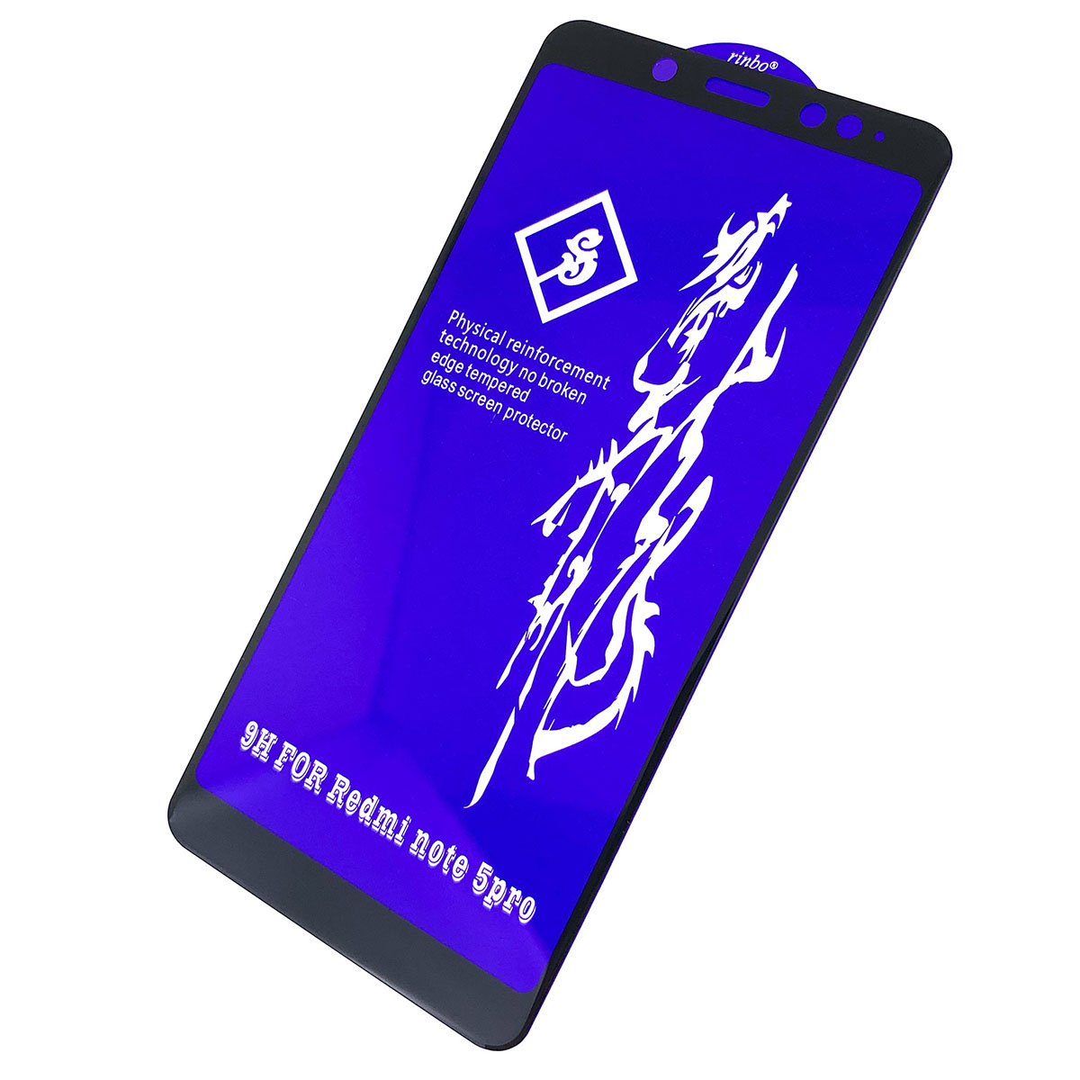 Защитное стекло 9H Rinbo для XIAOMI Redmi Note 5 Pro, цвет окантовки черный.