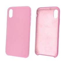 Чехол накладка Silicon Case для APPLE iPhone X, iPhone XS, силикон, бархат, цвет розовый