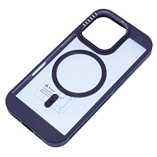 Чехол накладка с поддержкой MagSafe для APPLE iPhone 16 Pro (6.3"), силикон, пластик, цвет окантовки темно фиолетовый Чехол накладка с поддержкой MagSafe для APPLE iPhone 16 Pro (6.3"), силикон, пластик, цвет окантовки темно фиолетовый