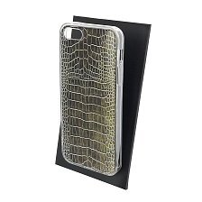 Чехол накладка для APPLE iPhone 5, iPhone 5G, iPhone 5S, iPhone SE, силикон, глянцевый, рисунок Светло коричневая кожа Каймана