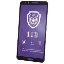 Защитное стекло 11D LION FULL GLUE для HUAWEI Honor 7C Pro, Y7 2018, Y7 Pro 2018, Y7 Prime 2018, Nova 2 Lite, цвет окантовки черный.