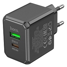 СЗУ (Сетевое зарядное устройство) HOCO CS14A, 20W, 1 USB Type C, 1 USB, QC3.0, PD20W, цвет черный