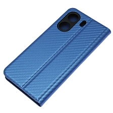 Чехол книжка CHESS для XIAOMI REDMI 13C, POCO C65, текстура карбон, визитница, цвет синий