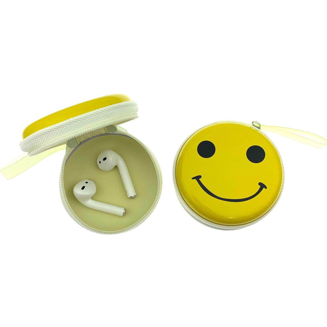 Футляр-кейс для хранения мелочи или наушников на замочке, основа металл, рисунок Смайлик Slightly Smiling Face.