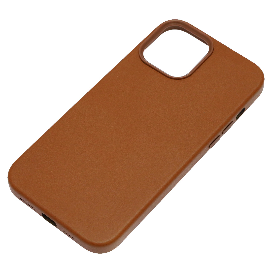 Чехол накладка Leather Case с поддержкой MagSafe для APPLE iPhone 12 Pro Max, силикон, бархат, экокожа, цвет коричневый