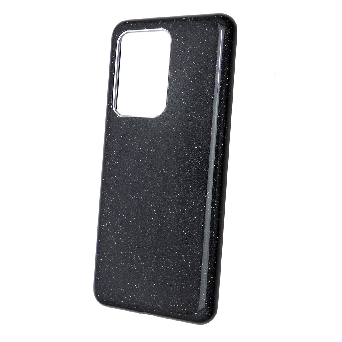 Чехол накладка Shine для SAMSUNG Galaxy S20 Ultra (SM-G988), силикон, блестки, цвет черный.