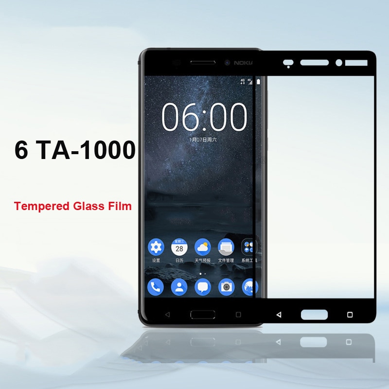 Защитное стекло "5D" GLASS FULL GLUE для NOKIA 6 2018 (TA-1000, TA-1003, TA-1025, TA-1033), цвет канта чёрный.
