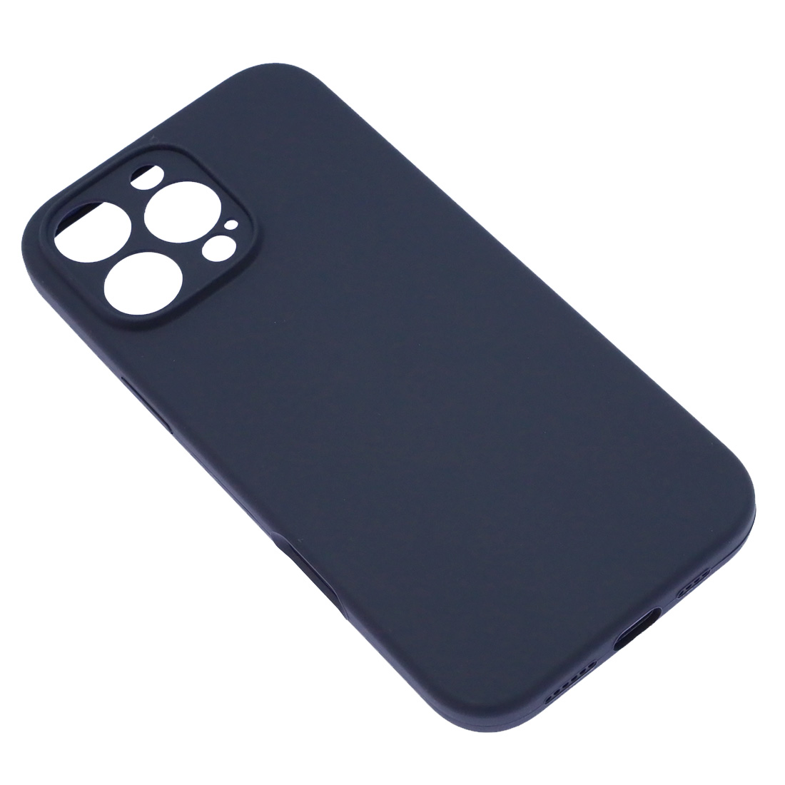 Чехол накладка Silicon Case для APPLE iPhone 16 Pro Max, защита камеры, силикон, бархат, цвет черно синий