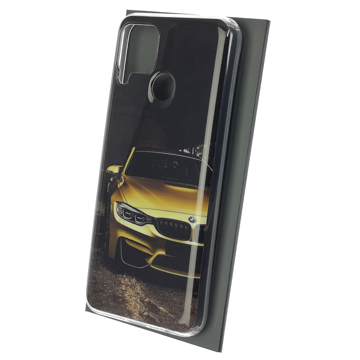 Чехол накладка для Realme C15, силикон, рисунок BMW золотистый