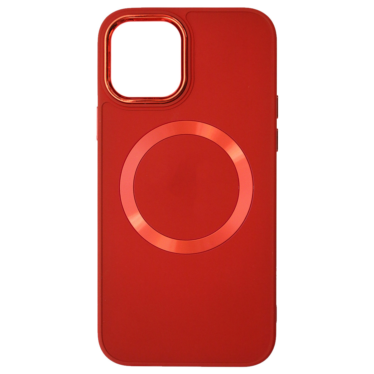 Чехол накладка с поддержкой MagSafe для APPLE iPhone 12, iPhone 12 Pro, силикон, пластик, цвет красный