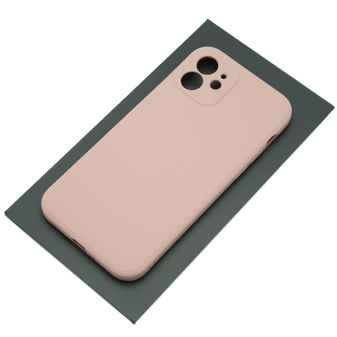 Чехол накладка для APPLE iPhone 12, силикон, бархат, цвет розовый песок