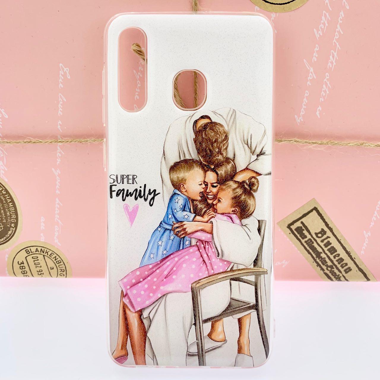 Чехол накладка для SAMSUNG Galaxy A30 (SM-A305), силикон, глянец, рисунок SUPER FAMILY.