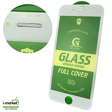 Защитное стекло 5D G-ONE для APPLE iPhone 7, iPhone 8, с сеточкой на динамике, цвет окантовки белый.