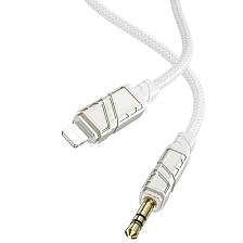 Аудио кабель, переходник BOROFONE BL22 Dignity Lightning 8-pin на AUX (Jack 3.5 мм), длина 1 метр, цвет белый Аудио кабель, переходник BOROFONE BL22 Dignity Lightning 8-pin на AUX (Jack 3.5 мм), длина 1 метр, цвет белый