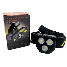 Фонарь налобный с датчиком движения, цвет черный