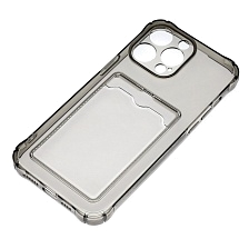 Чехол накладка CARD CASE для APPLE iPhone 14 Pro Max, защита камеры, силикон, отдел для карт, цвет прозрачно черный Чехол накладка CARD CASE для APPLE iPhone 14 Pro Max, защита камеры, силикон, отдел для карт, цвет прозрачно черный