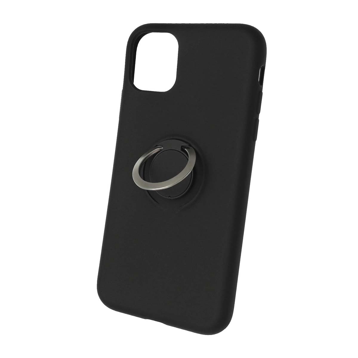 Чехол накладка RING для APPLE iPhone 11, силикон, кольцо держатель, цвет черный