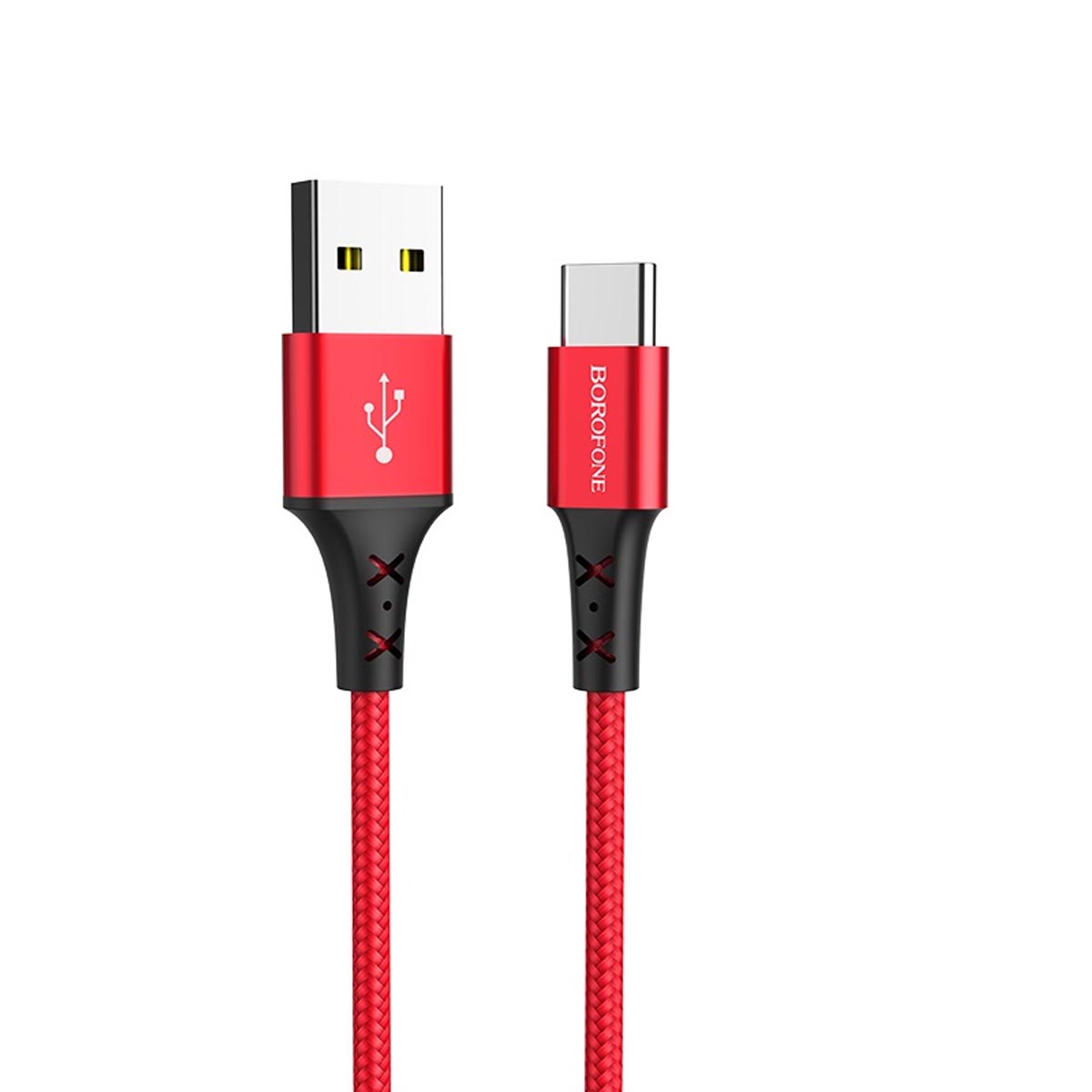 Кабель BOROFONE BX20 Enjoy USB Type C, 2A, длина 1 метр, силикон, нейлоновая оплетка, цвет красный