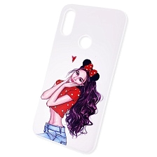 Чехол накладка для XIAOMI Redmi Note 7, Note 7 Pro, силикон, рисунок девушка Маус.