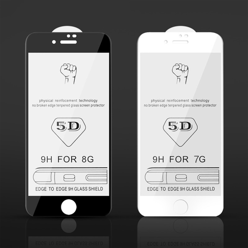 Защитное стекло Lito (премиальное качество) "5D" для APPLE iPhone 7/8 (4.7"), цвет канта белый.