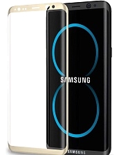 Защитное стекло 4D для Samsung S8 plus /картон.упак./ золото.