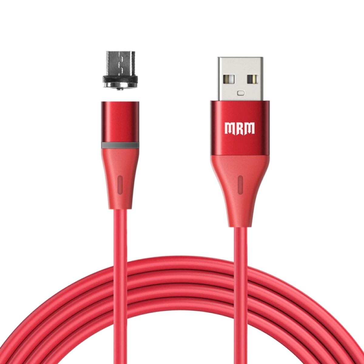 Магнитный зарядный кабель MRM 360m, длина 1 метр, с магнитной насадкой Micro USB, цвет красный