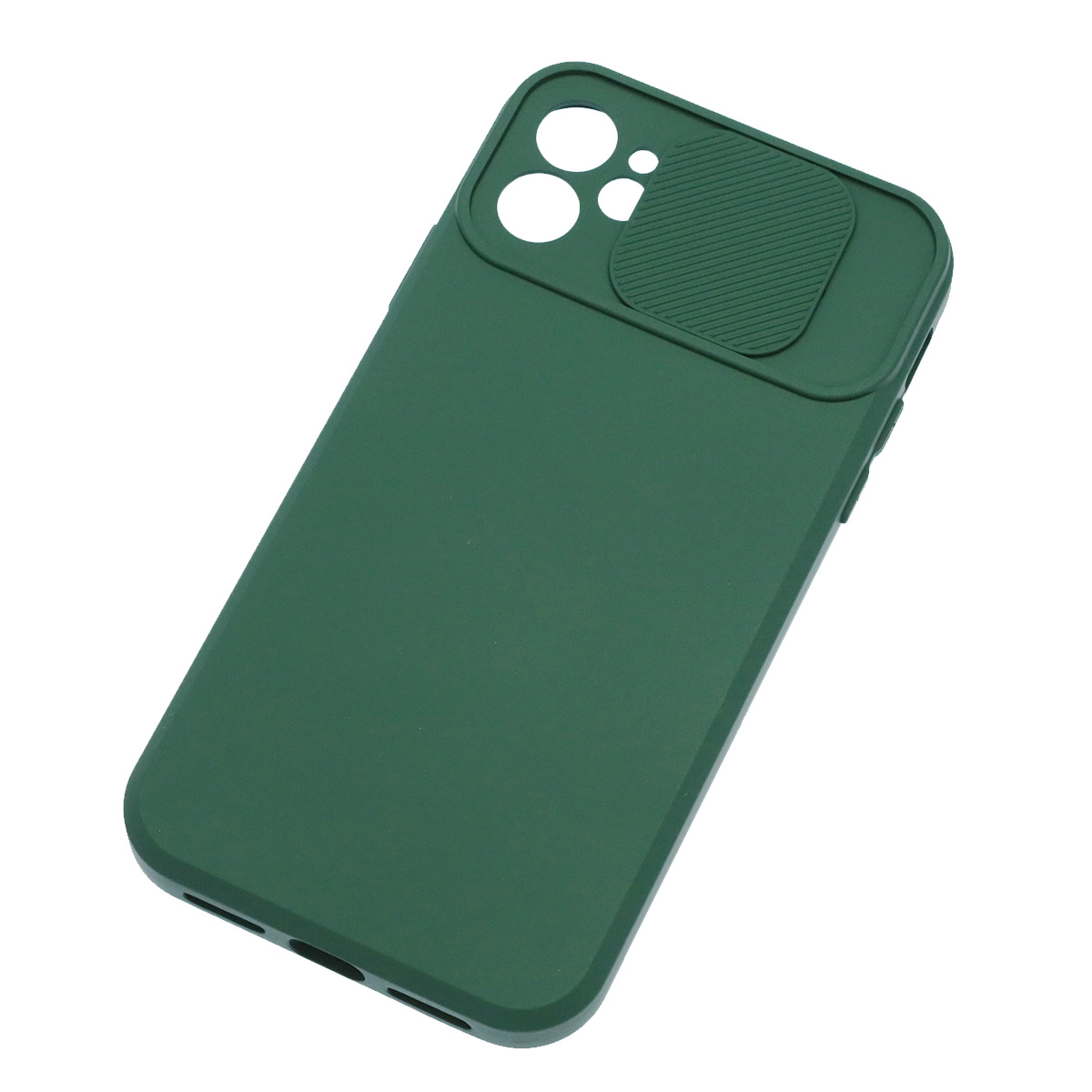 Чехол накладка для APPLE iPhone 11, силикон, бархат, со шторкой для защиты задней камеры, цвет хвойный