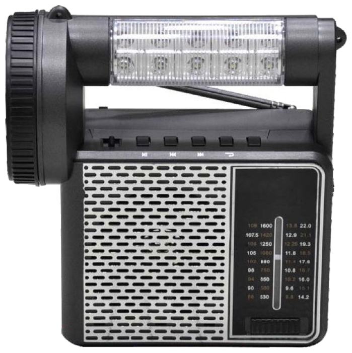 Радиоприемник Vikend Patriot (бат. 4*AA (не в компл.), 220V, акб 1400мА/ч, USB, SD, светодиодный фонарь
