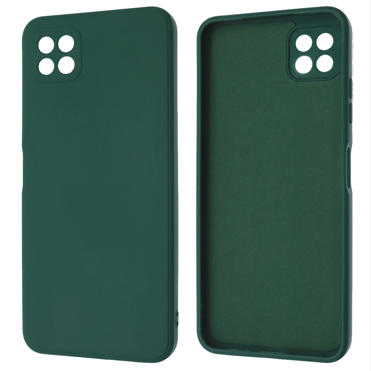 Чехол накладка для SAMSUNG Galaxy A22s 5G (SM-A226B), силикон, бархат, цвет темно зеленый